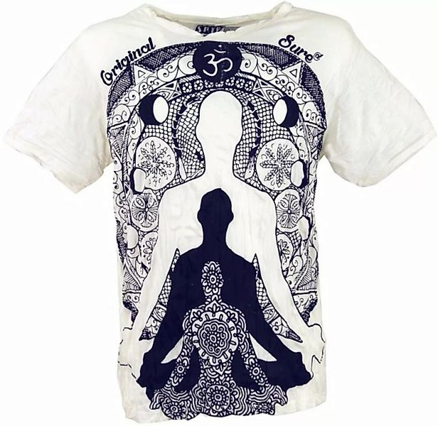 Guru-Shop T-Shirt Sure Herren T-Shirt Meditation Buddha - weiß Goa Style, F günstig online kaufen