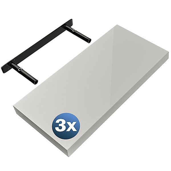 Wandregal Schweberegal 50cm 3er-Set Hochglanz Weiß + Halterung günstig online kaufen