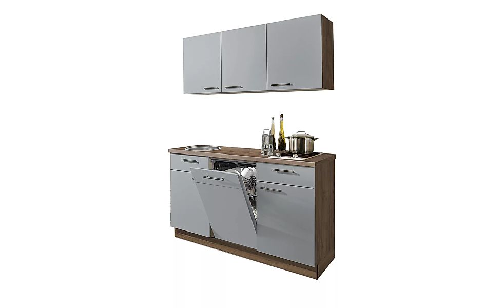 Küchenzeile mit Elektrogeräten  Zwolle - grau - 145 cm - Sconto günstig online kaufen