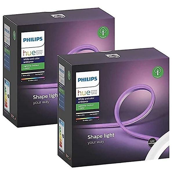 Philips Hue Bluetooth White & Color Ambiance Outdoor Lightstrip 2m 2er Pack günstig online kaufen