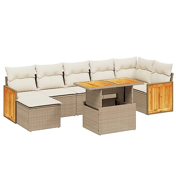 vidaXL 8-Tlg Garten-Sofagarnitur mit Kissen Beige Poly Rattan 3274068 günstig online kaufen