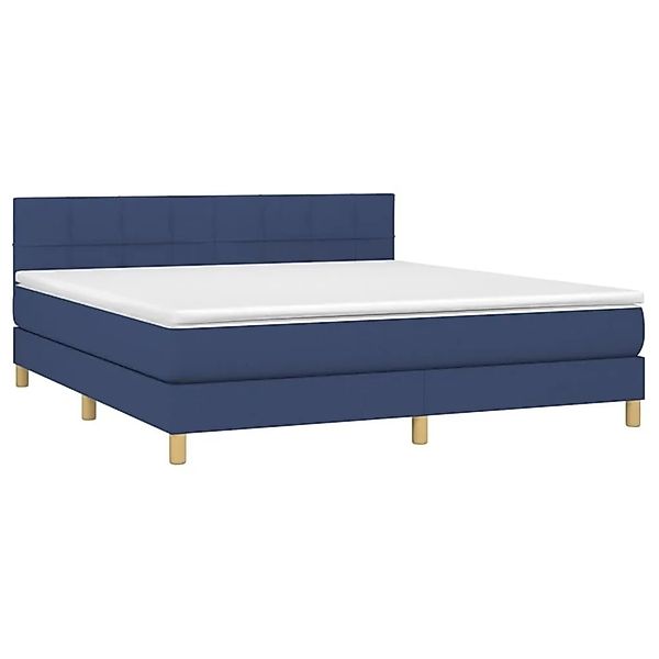 vidaXL Boxspringbett mit Matratze & LED Blau 160x200 cm Stoff 3133731 günstig online kaufen