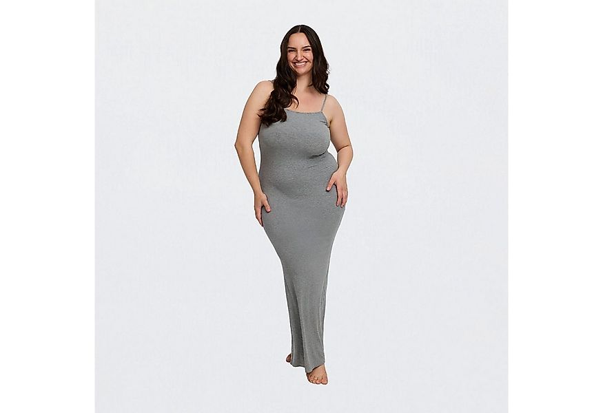 Creamy Fabrics Jerseykleid Ribbed Cami Maxikleid-Grey Melange-2XL (1-tlg) günstig online kaufen