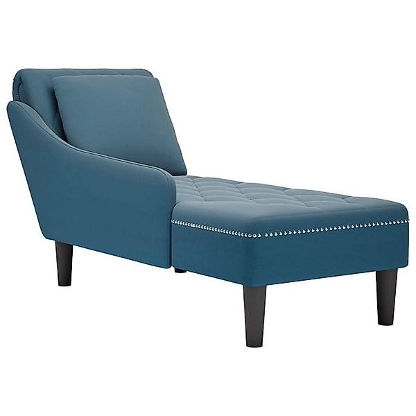 vidaXL Chaiselongue, Chaiselongue mit Kissen und Rechter Armlehne Blau Samt günstig online kaufen