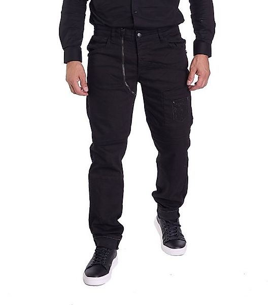 KINGZ Regular-fit-Jeans Ausgefallene Herren Regular Fit Jeans Schwarz W34/L günstig online kaufen