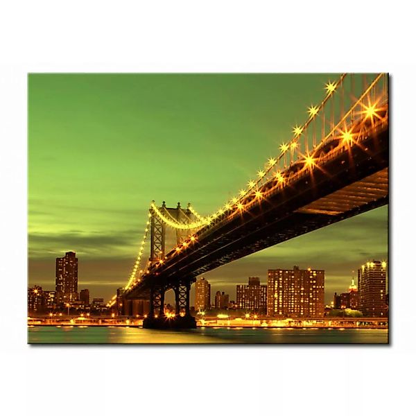 Bild auf Leinwand New York: Manhattan Brücke in der Nacht XXL günstig online kaufen