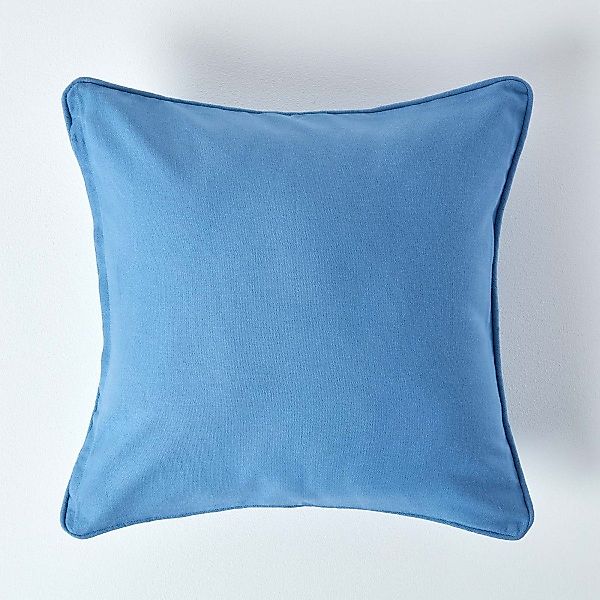 Homescapes Kissenhülle Blauer Kissenbezug aus Baumwolle, günstig online kaufen