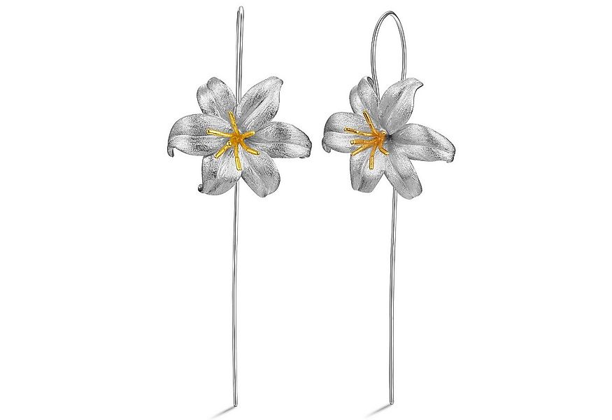Runde Perlé Paar Ohrhänger Blühende Lilie, handgefertigte Hängeohrringe, 92 günstig online kaufen