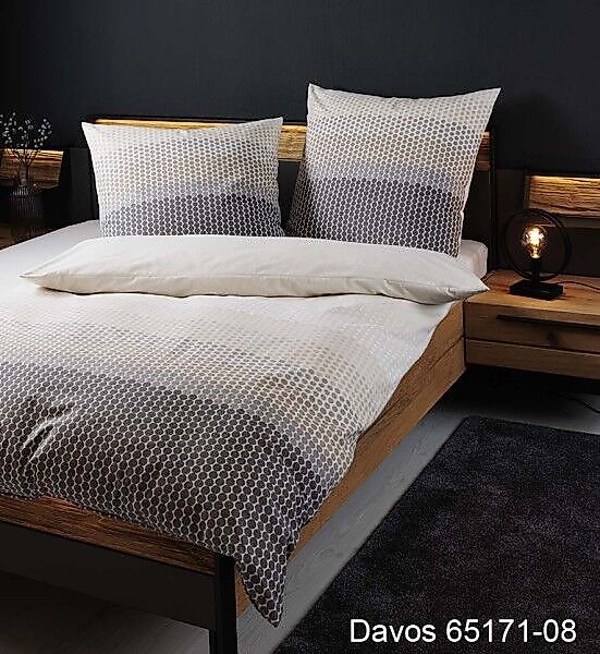 Janine Janine Feinbiber Bettwäsche DAVOS 65171 grau beige Größe:  200x200 c günstig online kaufen