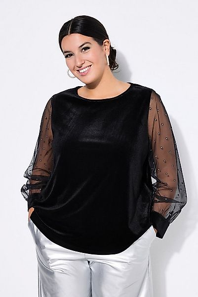 Studio Untold Longbluse Tunika Wide Straight Shape Samt Glitter-Ärmel günstig online kaufen