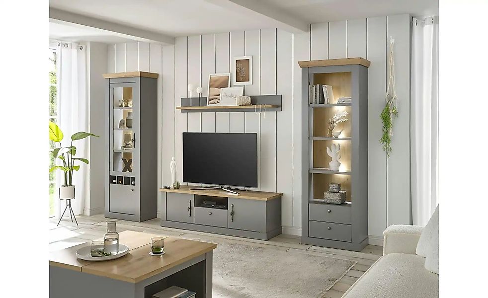 Wohnwand  Claira ¦ grau ¦ Maße (cm): B: 320 H: 201 T: 44.0 Kommoden & Sideb günstig online kaufen