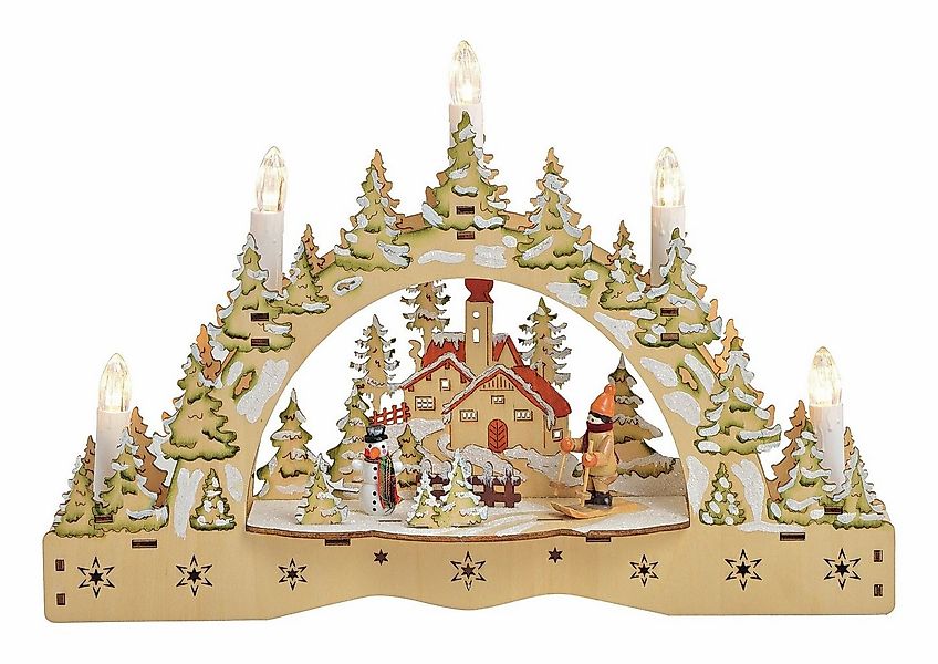 Spetebo LED Schwibbogen LED Holz Schwibbogen "Winterlandschaft" - 35 cm (1- günstig online kaufen
