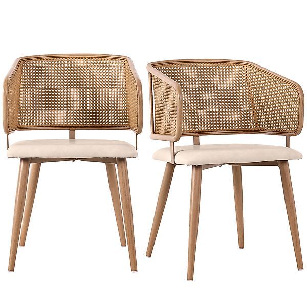 Esstisch Stühle, Set aus 2 Küchenstühle, mit Rattan-Rückenlehne, ergonomisc günstig online kaufen