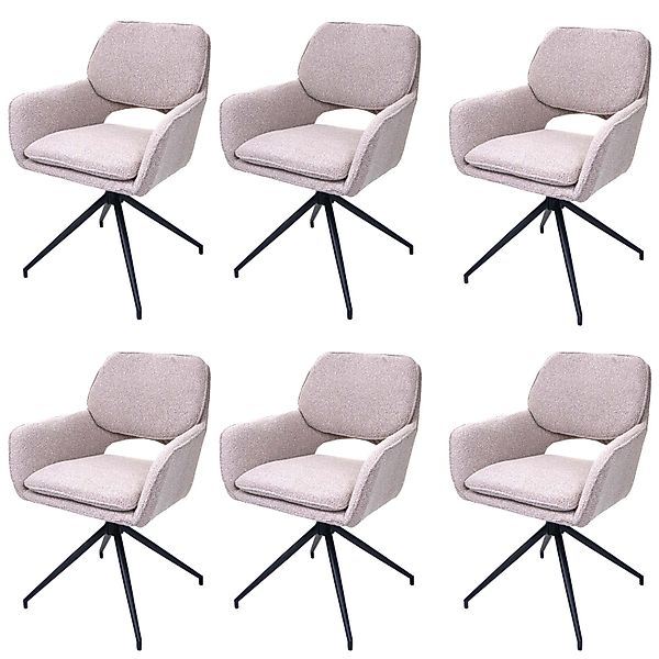 MCW Esszimmerstuhl N74 6er-Set Stoff Boucle 540g/m² Beige günstig online kaufen