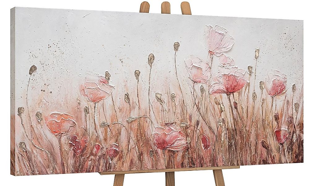 YS-Art Gemälde April, Blumen, Mohnblumen Rosa Flieder Leinwand günstig online kaufen