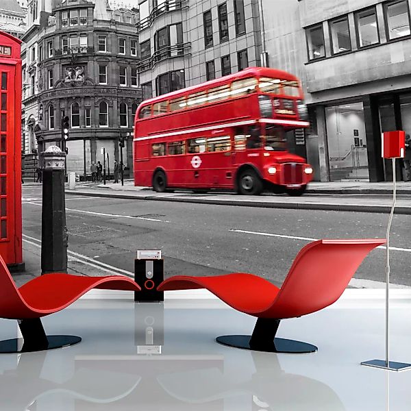 Fototapete - Londoner Telefonzelle Und Ein Roter Bus günstig online kaufen