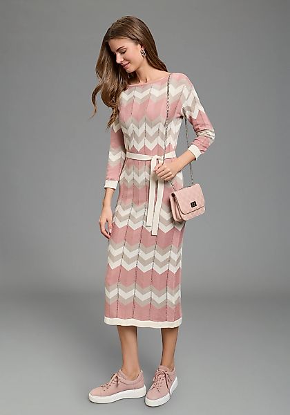 Laura Scott Strickkleid mit modernem Zickzack-Muster günstig online kaufen