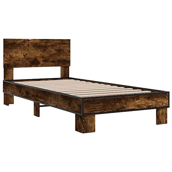 vidaXL Bettgestell Räuchereiche 100x200 cm Holzwerkstoff und Metall 845804 günstig online kaufen