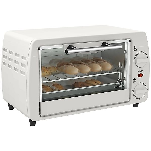 HOMCOM Minibackofen Metall Hartglas Cremeweiß 36,5L x 26B x 22H cm günstig online kaufen