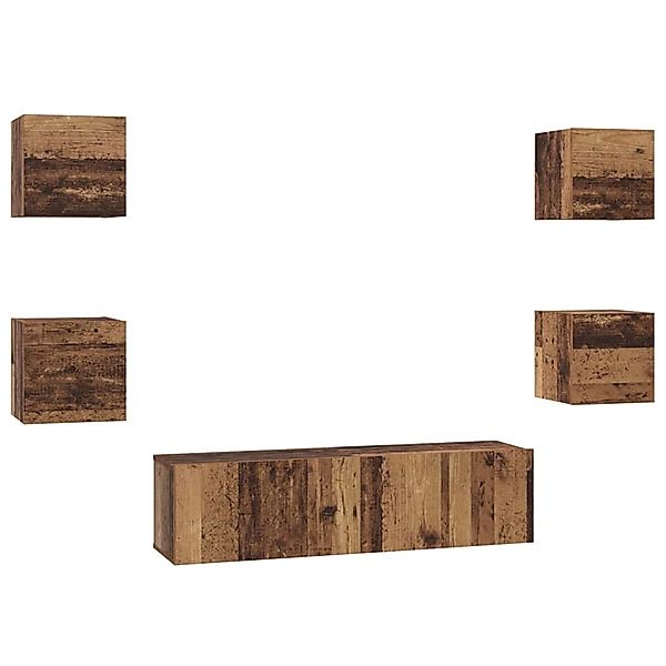 vidaXL TV-Schrank-Set 6-Tlg Altholz Mittel 120 x 30 x 30 cm 3393141 günstig online kaufen