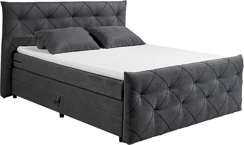 ED EXCITING DESIGN Boxspringbett »Villano«, mit Strasssteinen, Breite: 180c günstig online kaufen