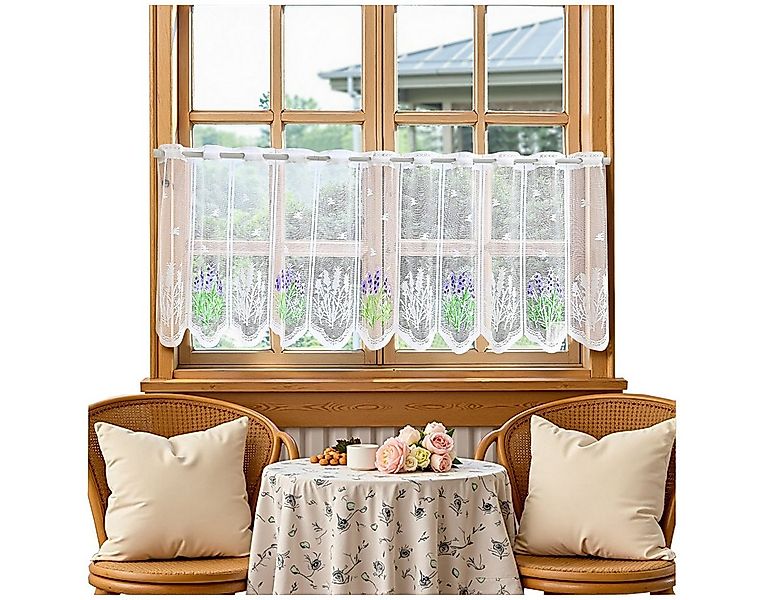 Kaket Scheibengardine Lavendel Spitze Kurzgardine, Vintage scheibengardine, günstig online kaufen