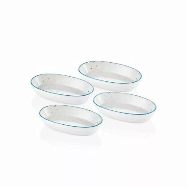 THE MIA Dots ovaler Servierteller Set 4-tlg. 17 cm blau günstig online kaufen