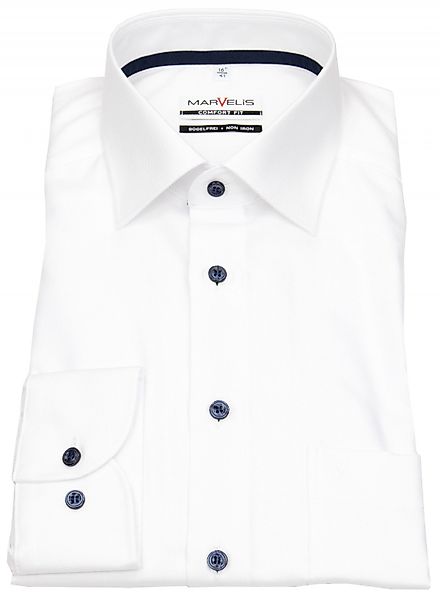 MARVELIS Businesshemd Comfort Fit bügelfrei Kentkragen günstig online kaufen