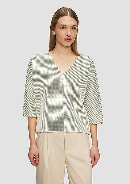 s.Oliver 3/4-Arm-Shirt T-Shirt Shirt mit Strukturstreifen und Fledermausärm günstig online kaufen