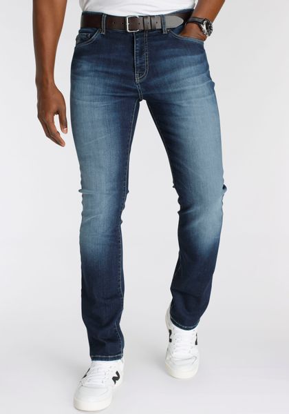 DELMAO Stretch-Jeans "Reed" gerader Beinschnitt, Used-Look-Waschung, günstig online kaufen