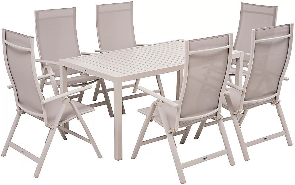 KONIFERA Garten-Essgruppe "Messina", (Set, 7 tlg., 6x Sessel, 1x Tisch 160x günstig online kaufen