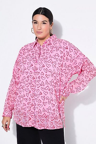Studio Untold Hemdbluse Bluse Oversize Shape Herz-Flockprint günstig online kaufen