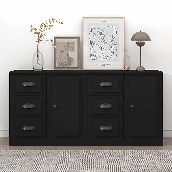 Vidaxl Sideboards 2 Stk. Schwarz Holzwerkstoff günstig online kaufen