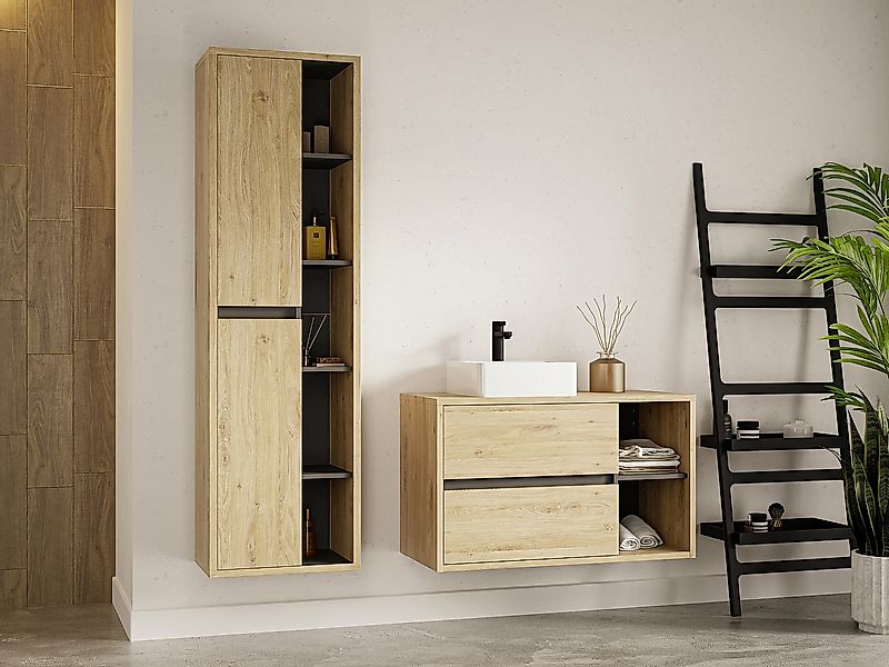 Hängende Badezimmersäule - Helle Naturfarben - H 170 cm - PURNAL günstig online kaufen