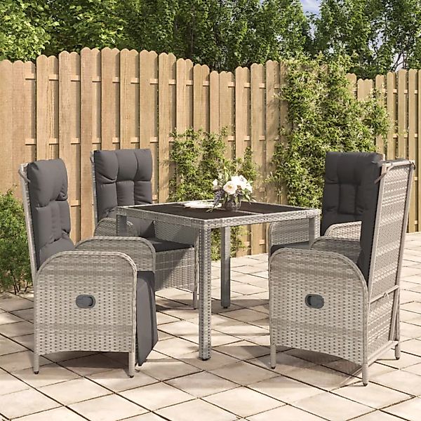 Vidaxl 5-tlg. Garten-lounge-set Mit Kissen Grau Poly Rattan günstig online kaufen