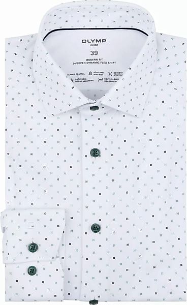 OLYMP Luxor Hemd Stretch Druck Weiß - Größe 38 günstig online kaufen