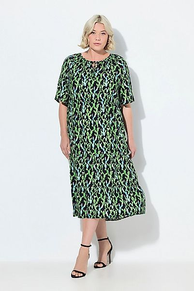 Ulla Popken Maxikleid Midikleid A-Linie Tunika-Ausschnitt Halbarm günstig online kaufen