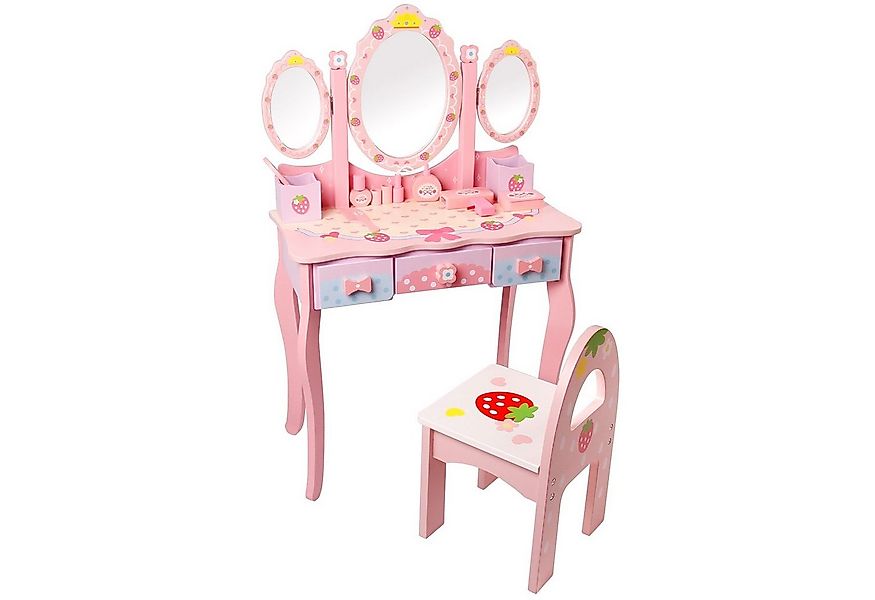 CCLIFE Schminktisch Kinder Schminktisch Holz Mädchen Spiegel Hocker Make-up günstig online kaufen