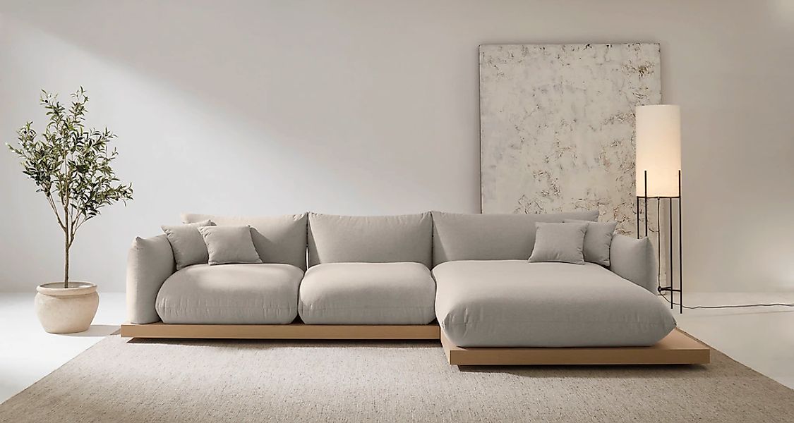 OTTO home Ecksofa "Kalix, Polsterecke mit kräftigem Holz-Plateau, moderne C günstig online kaufen