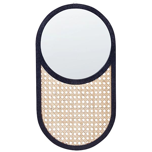 Beliani Wandspiegel BALEAL Naturfarben Beige Schwarz 2x30x56 günstig online kaufen