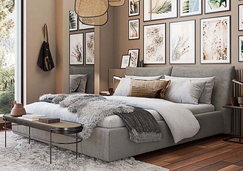 Home affaire Polsterbett "Priora in 4 Breiten bis 200cm" auch in NaturLEDER günstig online kaufen