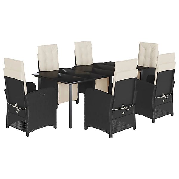 vidaXL 7-Tlg Garten-Essgruppe mit Kissen Schwarz Poly Rattan 3212526 günstig online kaufen