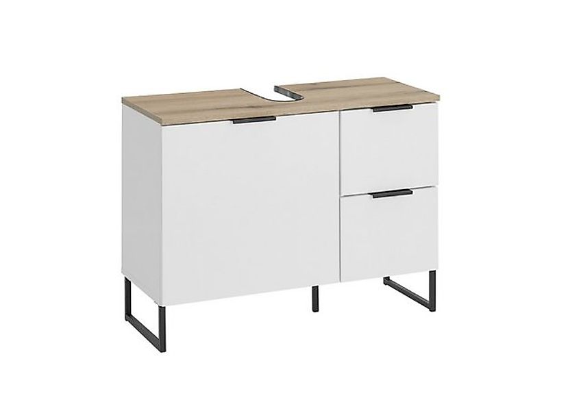 BEGA BBK Waschbeckenunterschrank 1 Tür, 2 Schübe, weiß matt / evoke eiche d günstig online kaufen