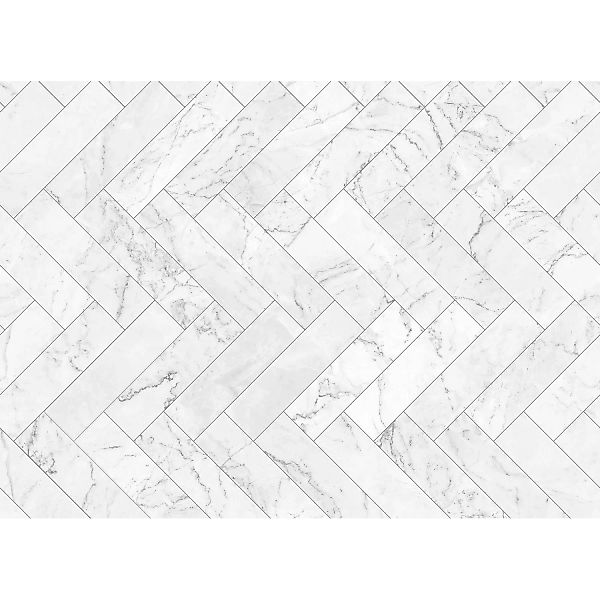 Fototapete Marmor Fliesen Muster Grau Weiß 3,50 m x 2,55 m FSC® günstig online kaufen