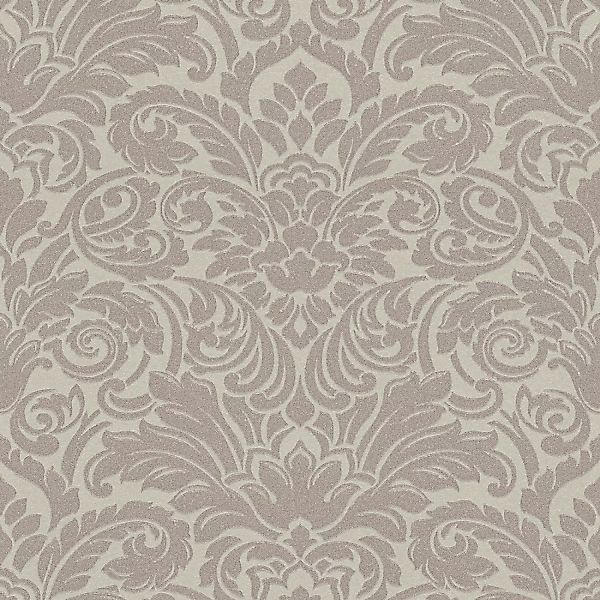 Bricoflor Ornament Tapete in Taupe Grau Elegante Vliestapete mit Flock Must günstig online kaufen