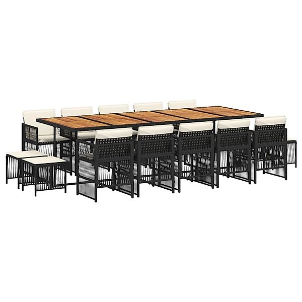vidaXL 15-Tlg Garten-Essgruppe mit Kissen Schwarz Poly Rattan 3210999 günstig online kaufen