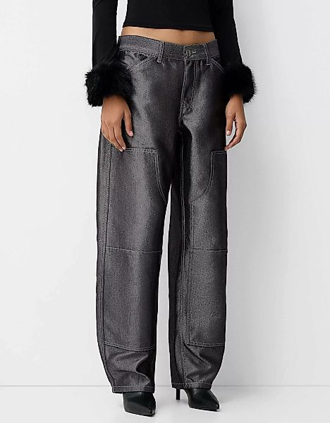 Bershka Balloon Jeans Mit Wide-Leg Damen 36 Schwarz günstig online kaufen