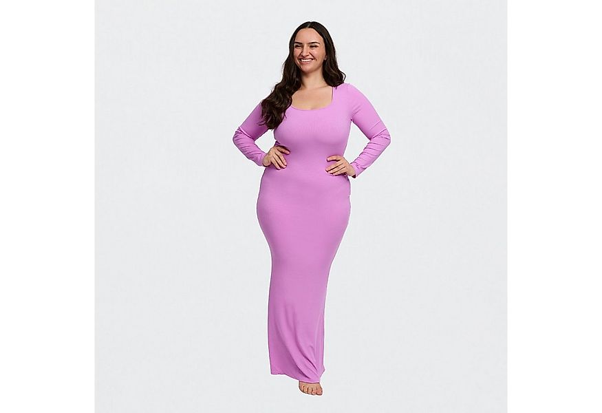 Creamy Fabrics Jerseykleid Ribbed Long Sleeve Maxikleid-Violett-S (1-tlg) günstig online kaufen