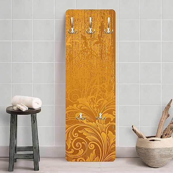 Wandgarderobe Holzpaneel Goldene Flora günstig online kaufen