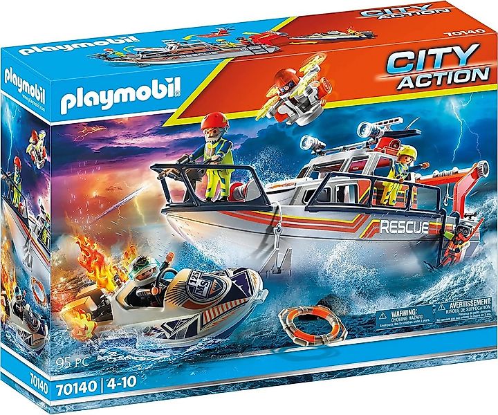 Playmobil® PLAYMOBIL 70140 Seenot: Löscheinsatz mit Rettungskreuzer Spielba günstig online kaufen